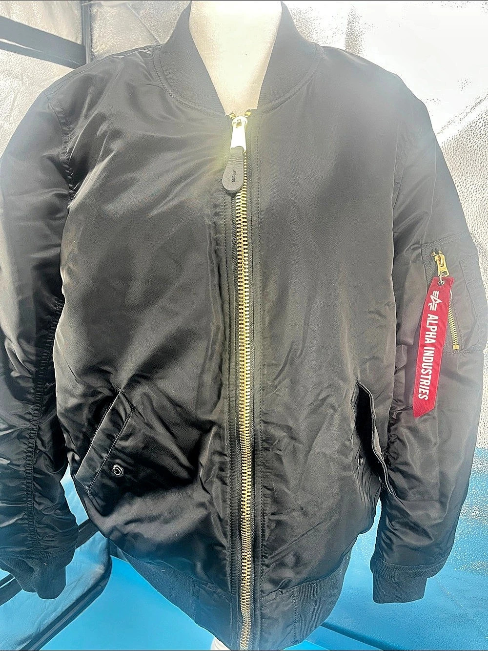 Alpha Industries MA-1 Flight Jacket Black Size Large Like New